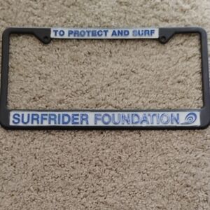 Surfrider Foundation License Plate Frame - Black and blue and white lettering